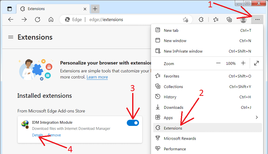 Enable 'IDM Integration Module' Edge extension